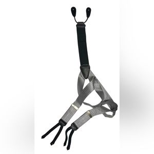 Men’s TRAFALGA Silk Black Tie Formal Wear Tuxedo Pants Suspenders